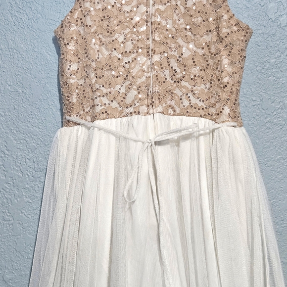 Speechless Sz 10 Children's Flower Girl Jr Bridesmaid Dress Champagne & Cream - Picture 6 of 10